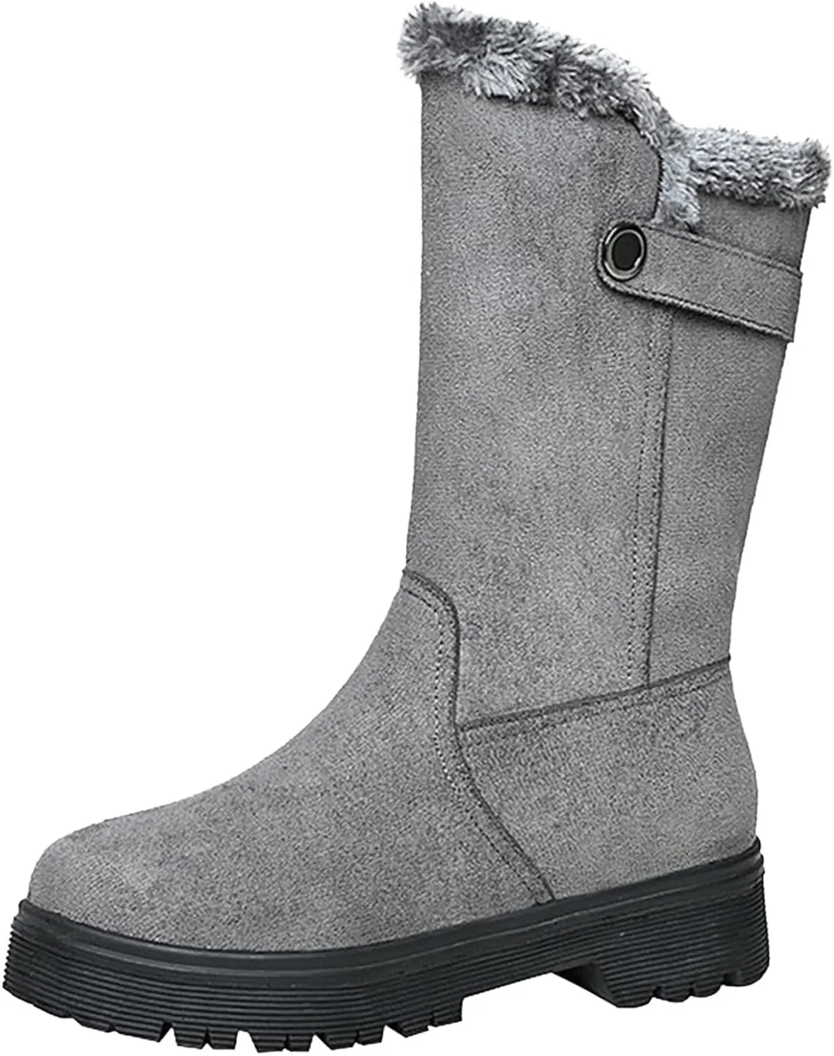 Snow Boots for Women Fur Boots for Women Winter Women's Leather Boots Snow Boots Medium Heel Short Boots Medium Heel