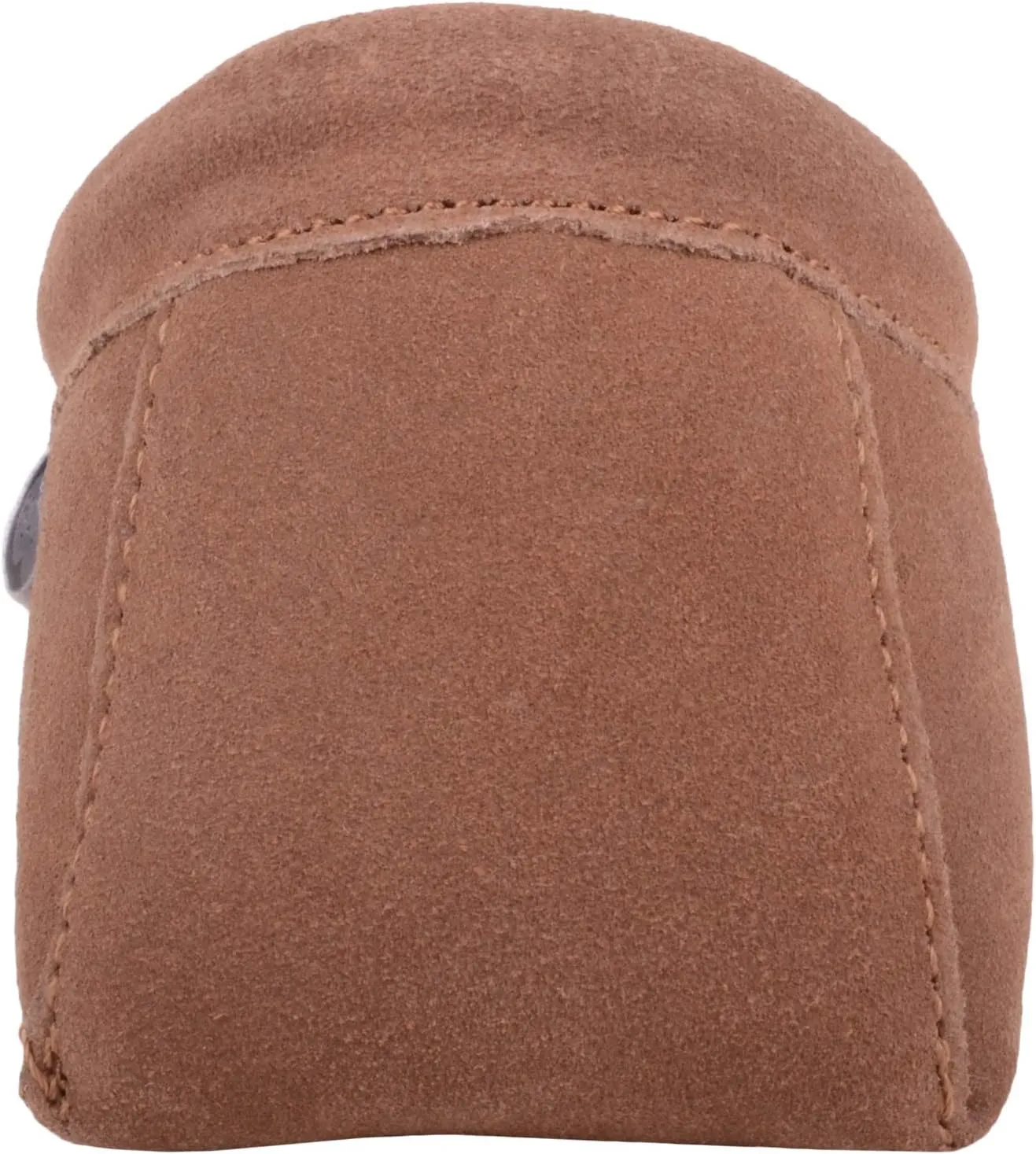 SNUGRUGS Womens Dark Brown Wool Lined Moccasin Slippers with Suede Sole.