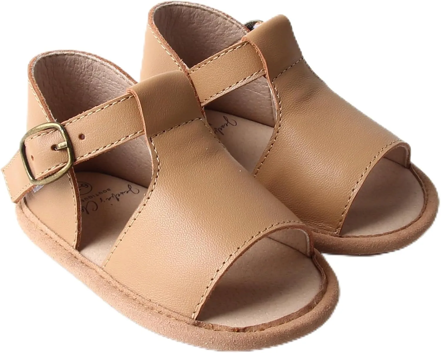 Soft Sole Baby Sandals: Camel Color, Slip-Proof Rubber Sole, Adjustable Strap (6-12 Months)