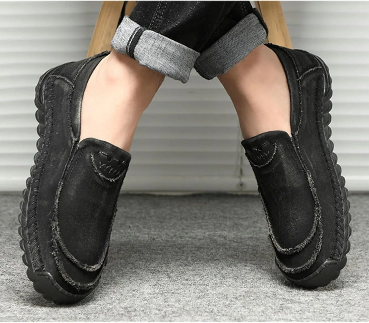 SywzX&xfybz Handmade Men's Slip-on Loafers Shoes Soft Bottom Anti Slip Soft Bottom Anti Slip Driving Shoes Mens Boat Shoes