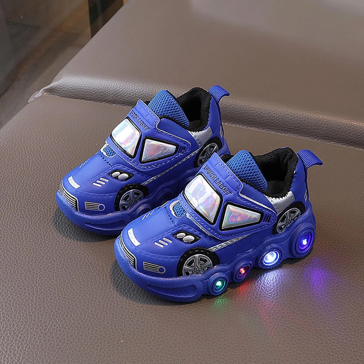 Toddler Boys Light Up Shoes Car Pattern Luminous Sport Sneaker, Kids Fashion Stylish Cute Soft Sole Athletic Shoes