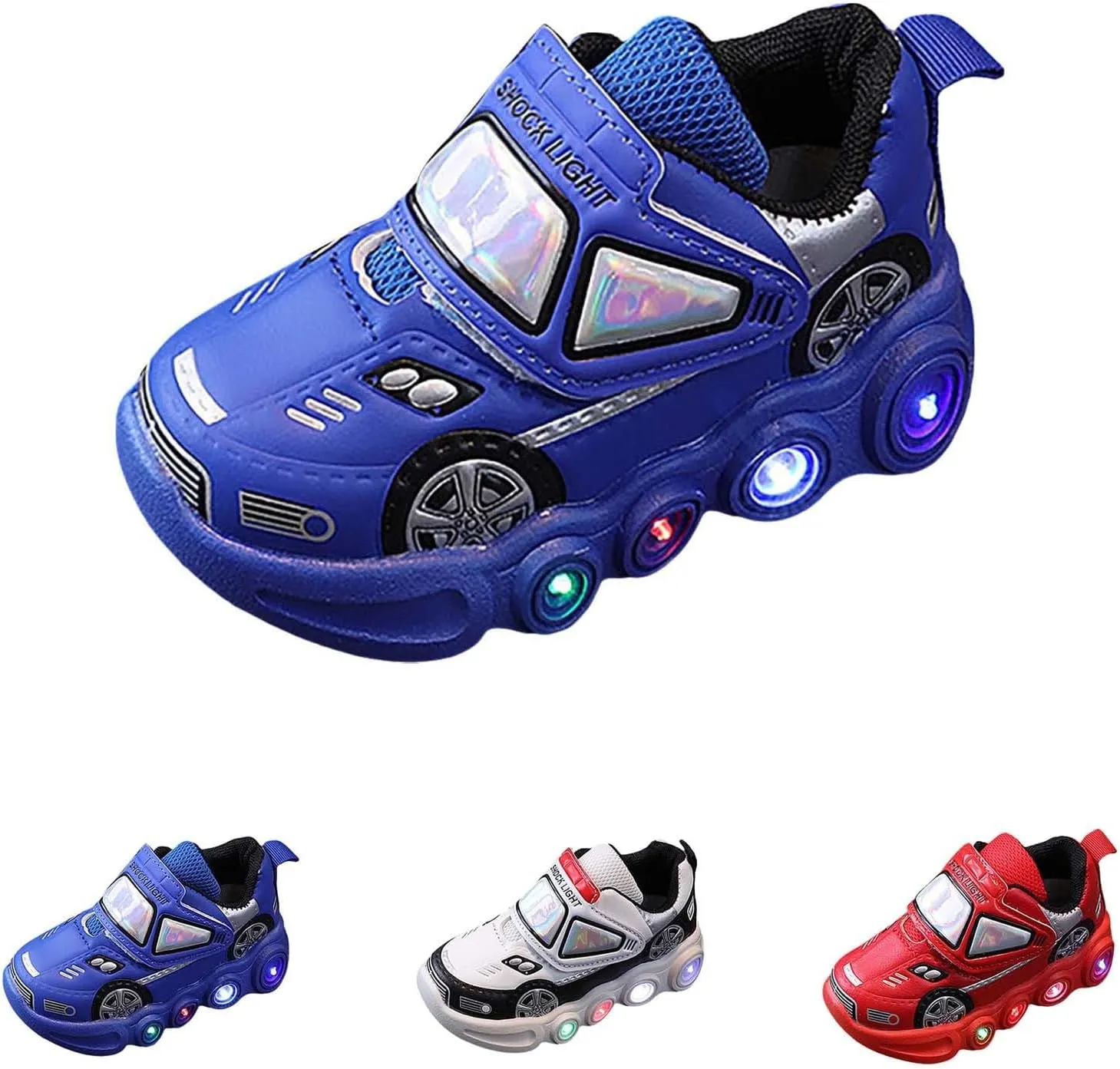 Toddler Boys Light Up Shoes Car Pattern Luminous Sport Sneaker, Kids Fashion Stylish Cute Soft Sole Athletic Shoes