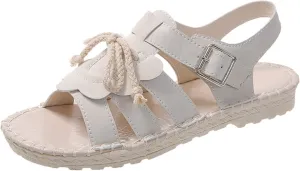 Toddler Girls Fashion Summer Bow Pearl Soft Sole Sandals Cork Travel Eva Lace Pearl Decoration Outdoor Shoes