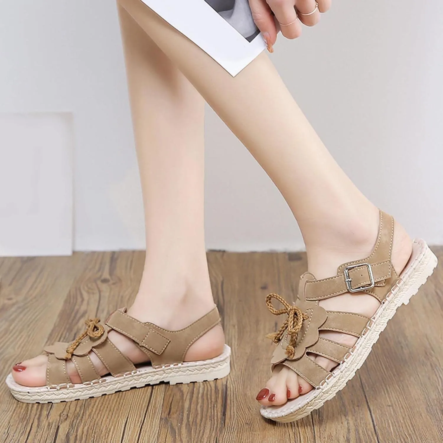 Toddler Girls Fashion Summer Bow Pearl Soft Sole Sandals Cork Travel Eva Lace Pearl Decoration Outdoor Shoes