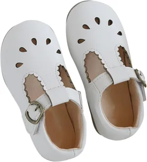 Toddler Girls Leather Lightweight Soft Sole Non-Slip Baby Cute T Strap Dress Shoes Mary Jane Flats Party Wedding