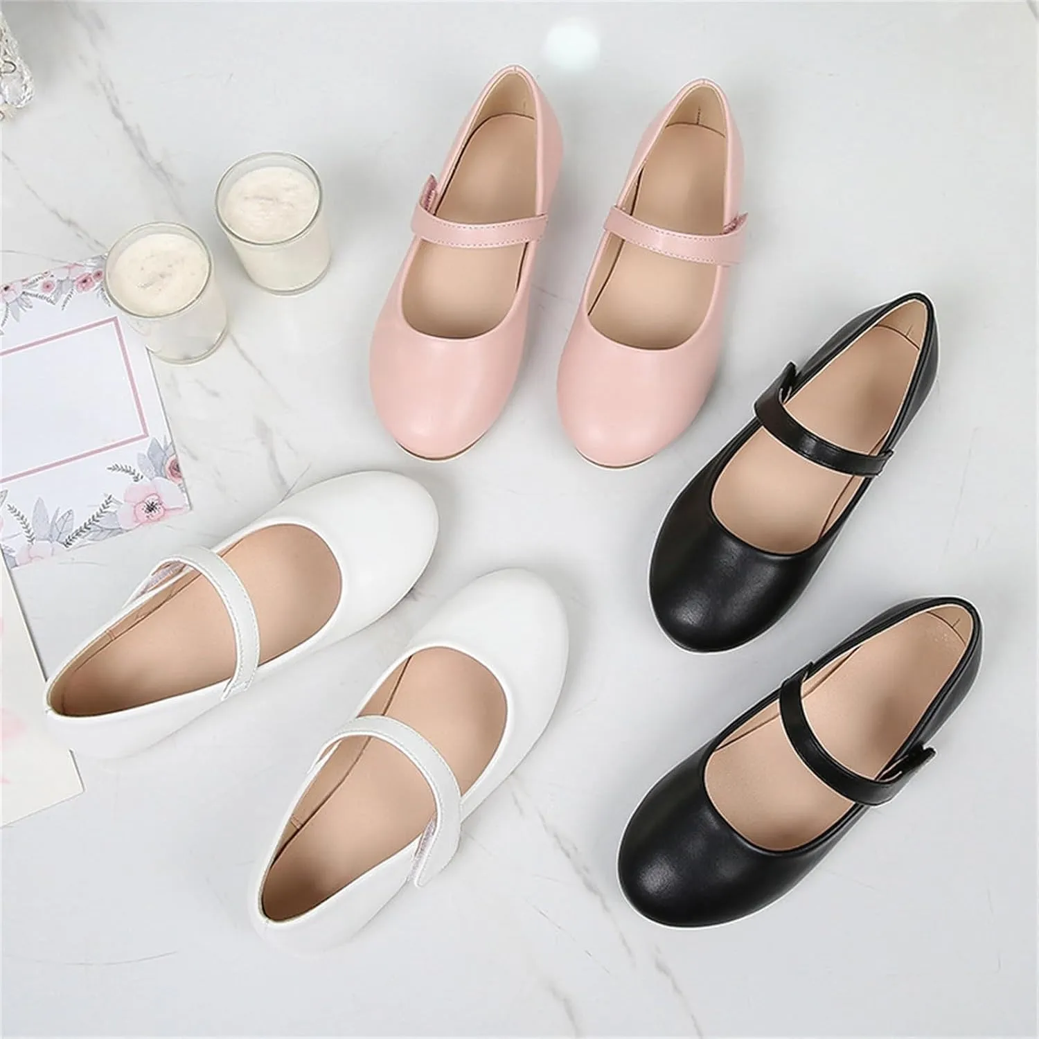 Toddler Girls Mary Jane Ballerina Flat Dress Shoes, Kids Easy Buckle School Uniform Church Strap Formal Sandals