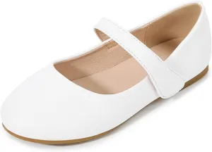 Toddler Girls Mary Jane Ballerina Flat Dress Shoes, Kids Easy Buckle School Uniform Church Strap Formal Sandals
