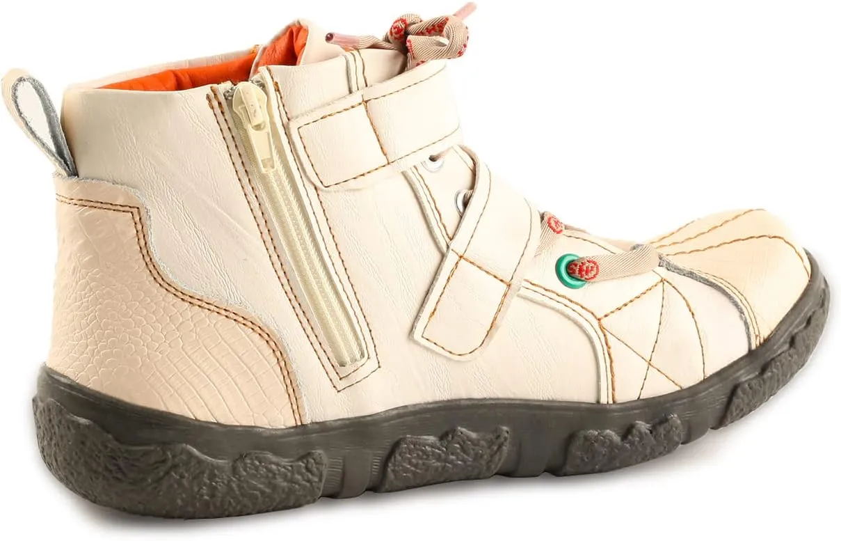 Two-Tone PU Leather Women's Ankle Boots