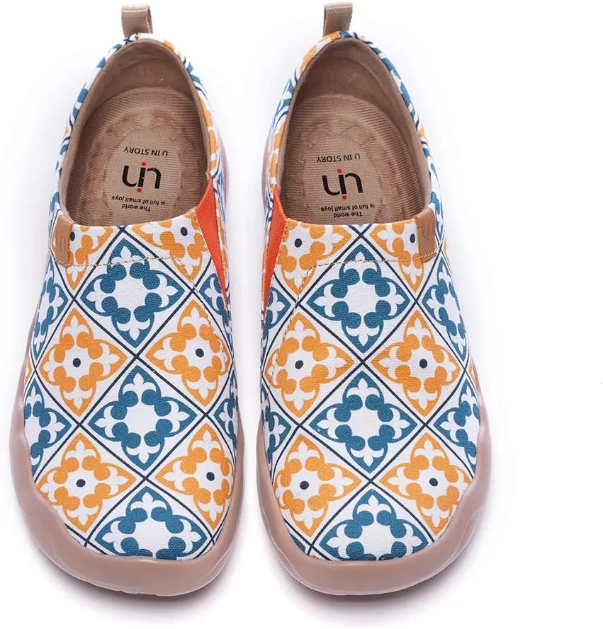 UIN Women's Canvas Slip Ons Travel Shoes Fashion Painted Comfortable Walking Sneakers Art Steps (35)