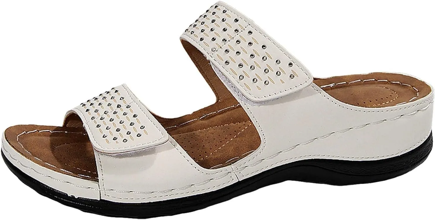 Wedge Sandals for Women Dressy Comfortable Soft Cushion Orthotic Sandals Open Toe Casual Slippers with Arch Support Beach Walking Shoes for Summer Outdoor Casual