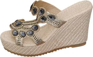 Wedge Sandals, White Summer Mules, Women's Washable Breathable Beach Casual Shoes, Strappy, Lightweight
