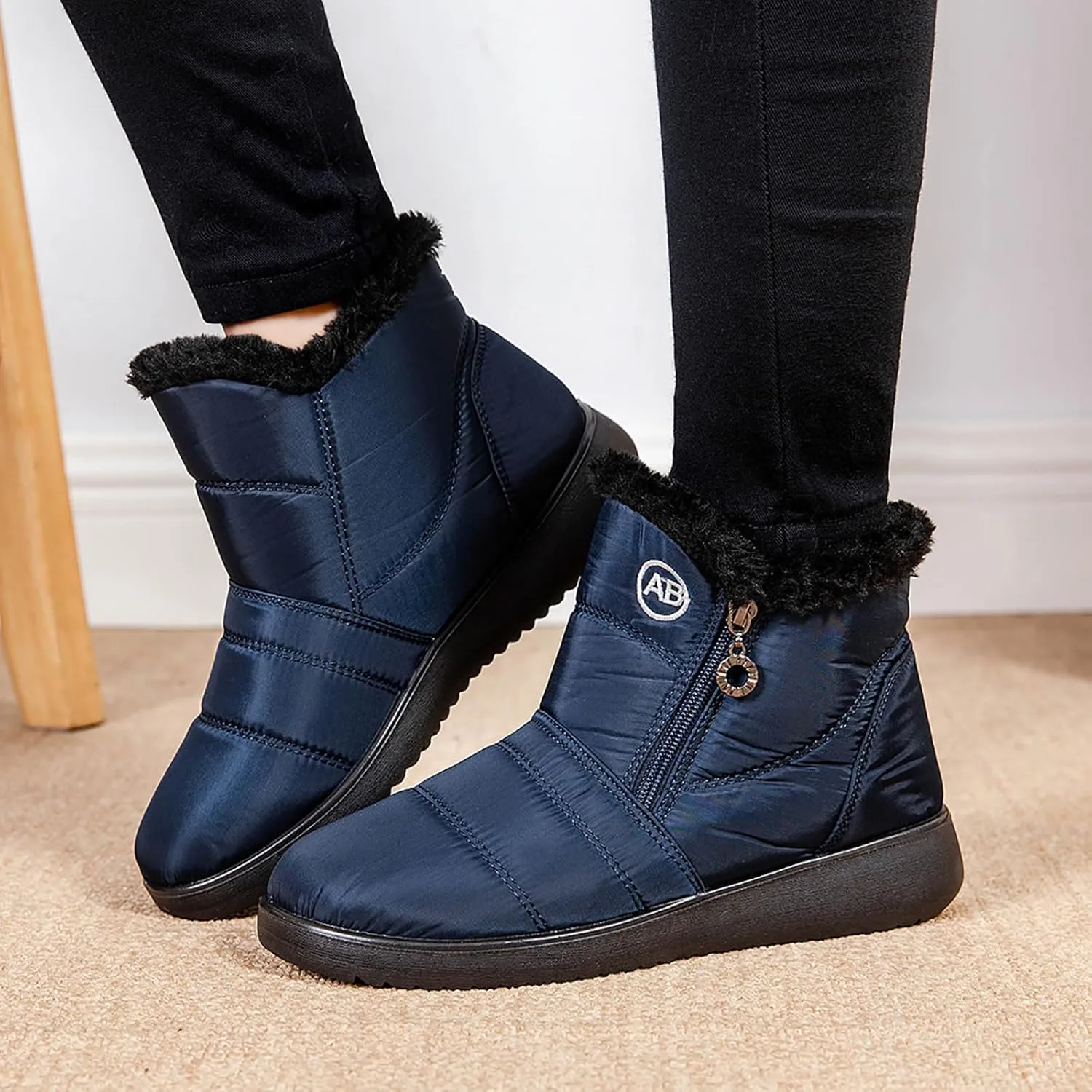 Winter Boots For Women Waterproof Waterproof Snow Boots Fur Lined Ankle Booties Warm Mid Calf Boots Outdoor Shoes