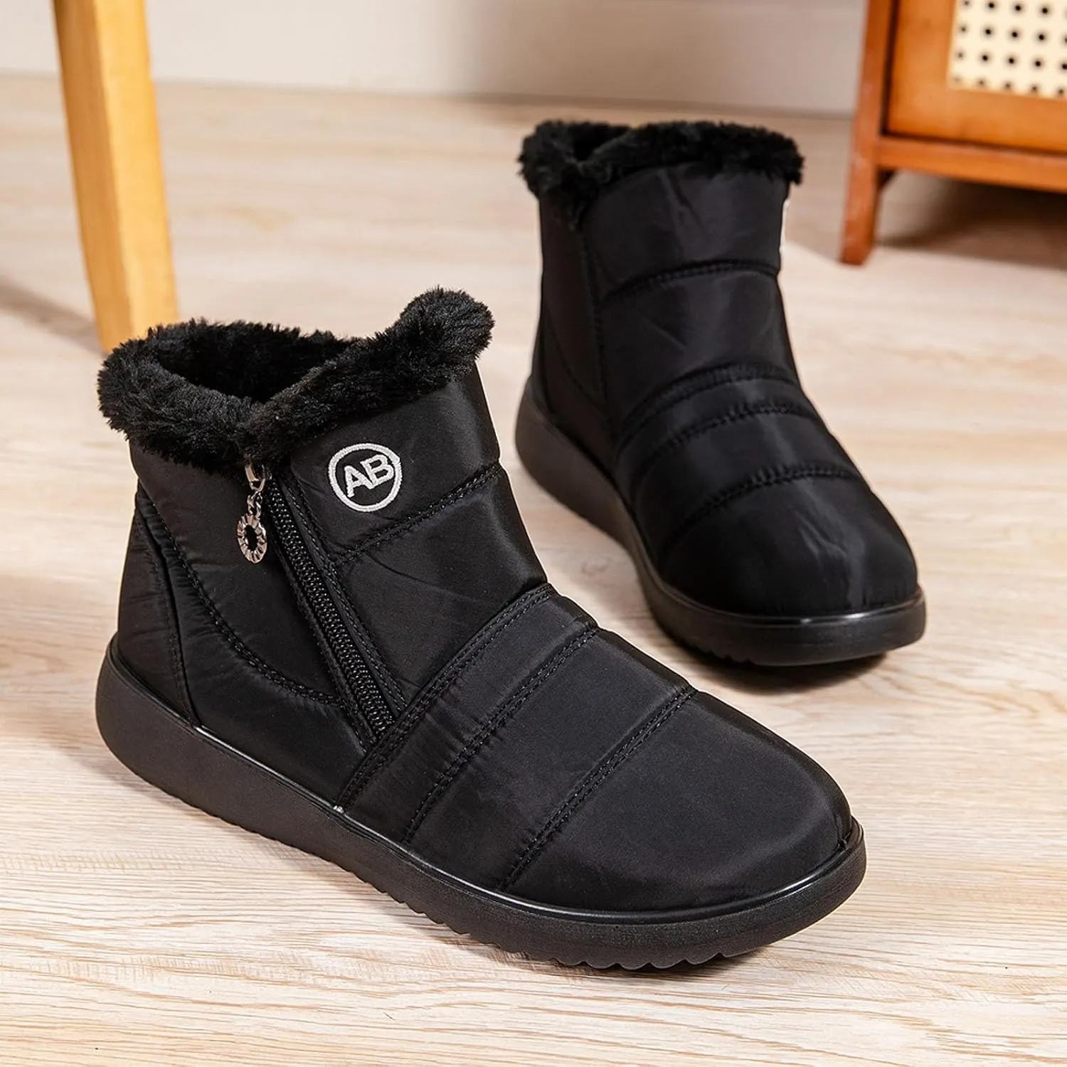 Winter Boots For Women Waterproof Waterproof Snow Boots Fur Lined Ankle Booties Warm Mid Calf Boots Outdoor Shoes