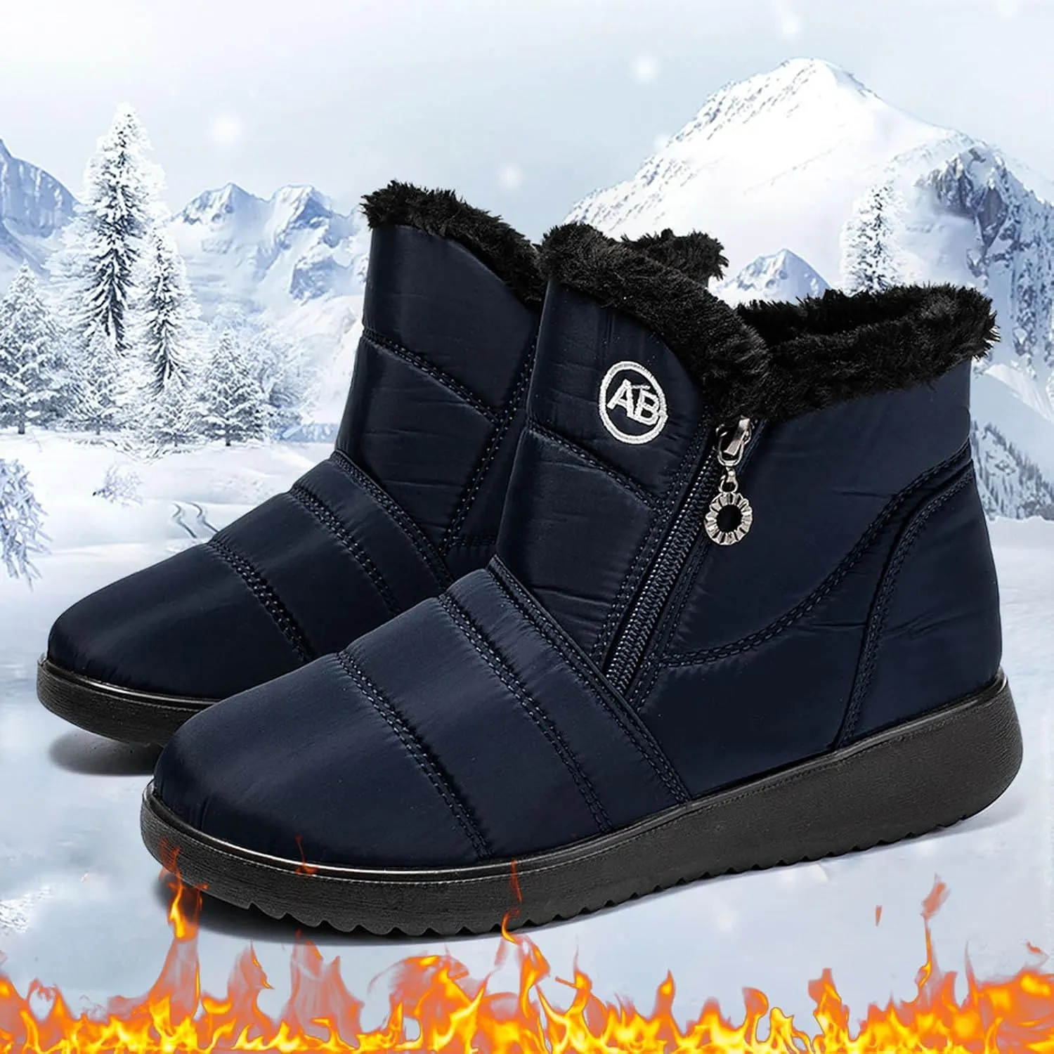 Winter Boots For Women Waterproof Waterproof Snow Boots Fur Lined Ankle Booties Warm Mid Calf Boots Outdoor Shoes