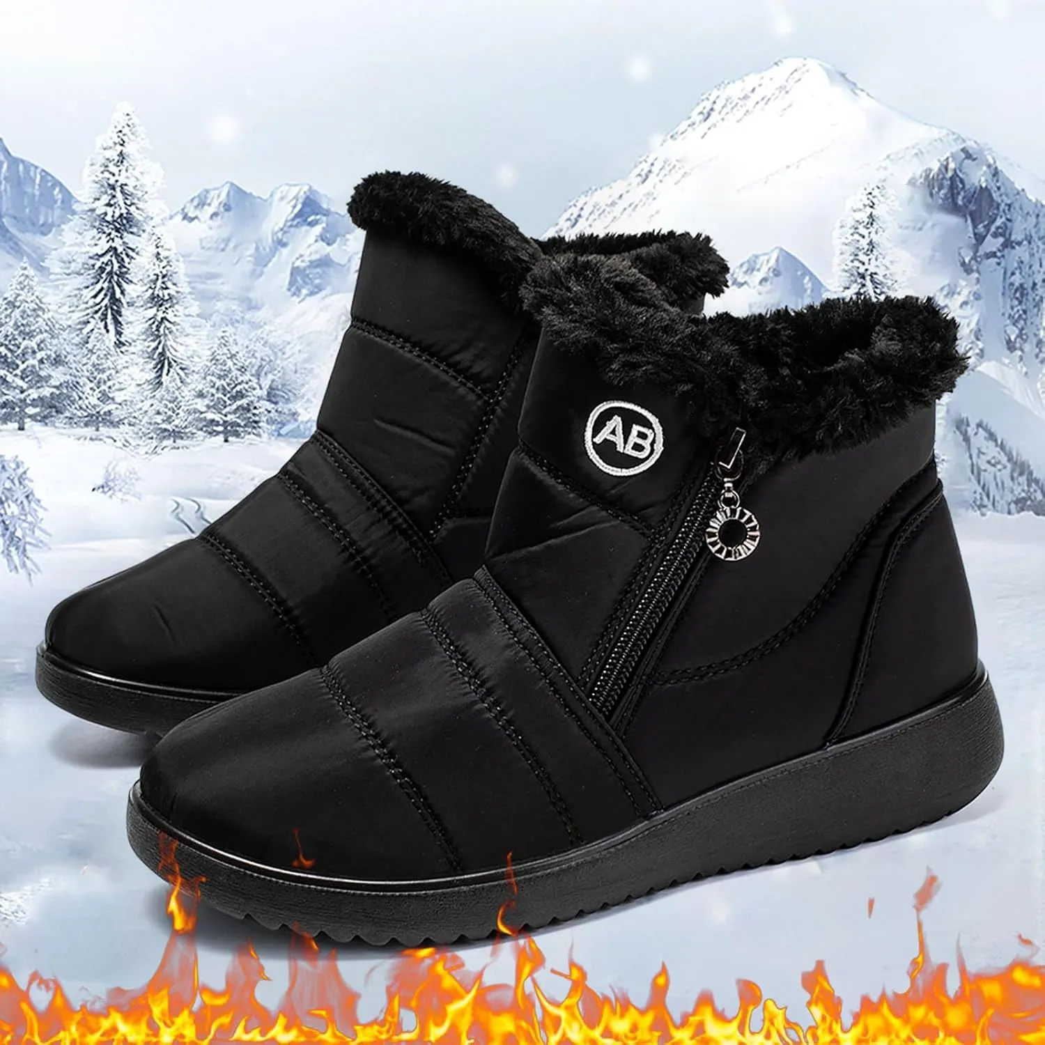 Winter Boots For Women Waterproof Waterproof Snow Boots Fur Lined Ankle Booties Warm Mid Calf Boots Outdoor Shoes