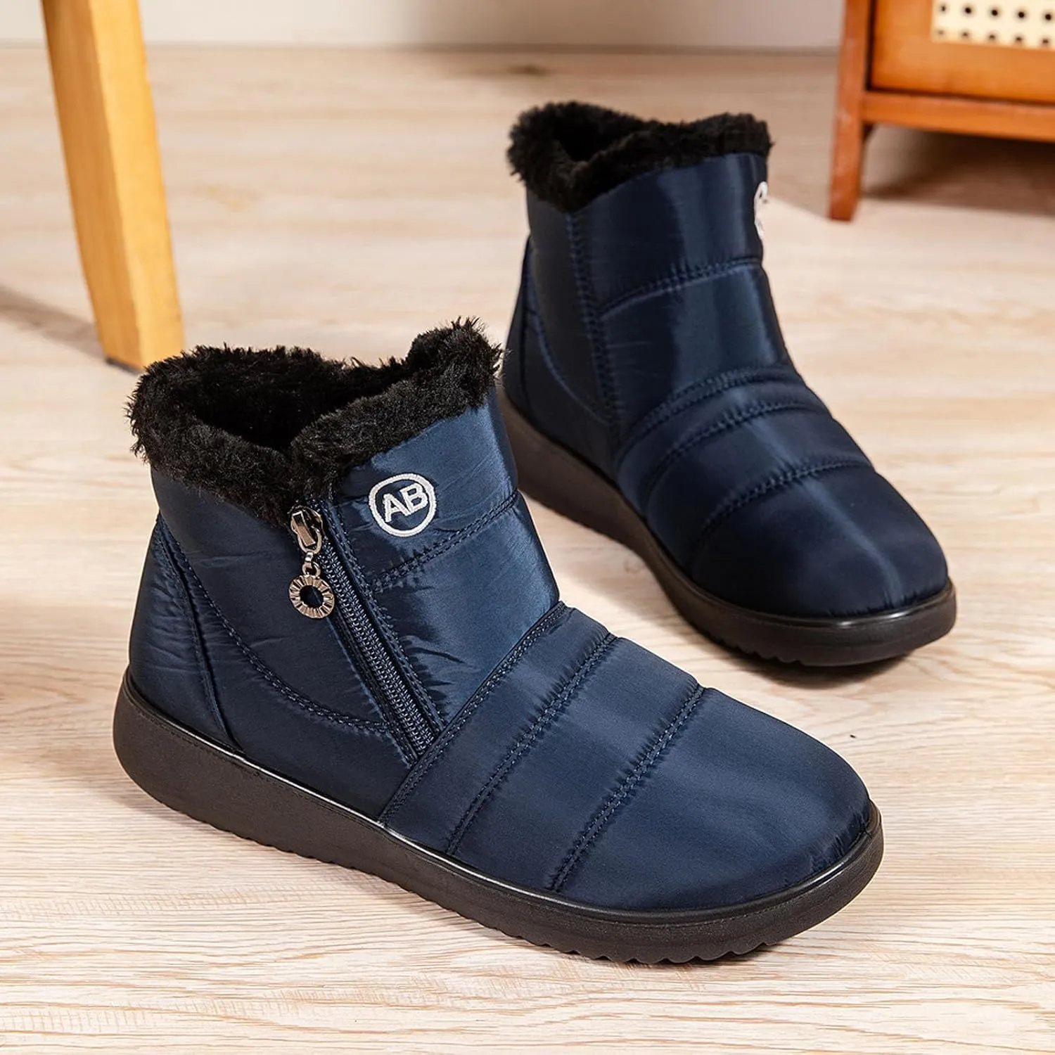Winter Boots For Women Waterproof Waterproof Snow Boots Fur Lined Ankle Booties Warm Mid Calf Boots Outdoor Shoes