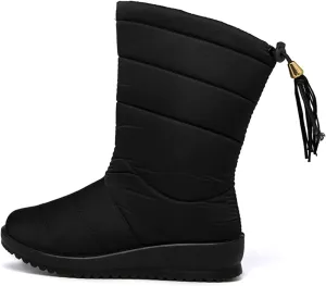 Womens Boots Winter Boots Women Winter Shoes Mid-Calf Snow Boots Wedges Warm Fur Female Boots Shoes Woman