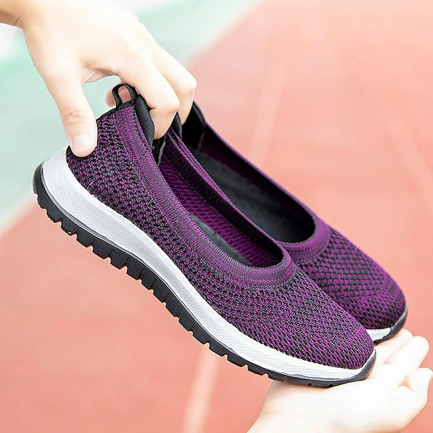 Womens Breathable Soft Sole Casual Sport Shoes Pointed Toe Flat Comfortable Lighweight Sneakers Hands Free Comfy Outdoor Walking Shoes for Ladies