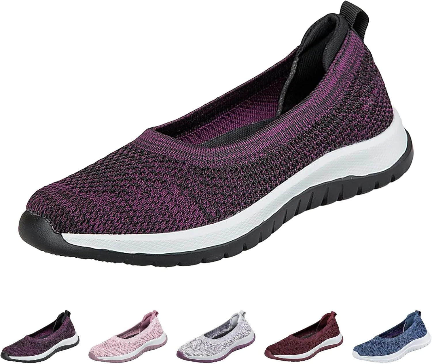 Womens Breathable Soft Sole Casual Sport Shoes Pointed Toe Flat Comfortable Lighweight Sneakers Hands Free Comfy Outdoor Walking Shoes for Ladies