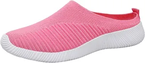 Women's Casual Slip on Half Shoes Breathable Running Shoes for Women Mesh Breathable Casual Dress Shoes White Platform Sneakers White Tennis Shoe Casual Loafers