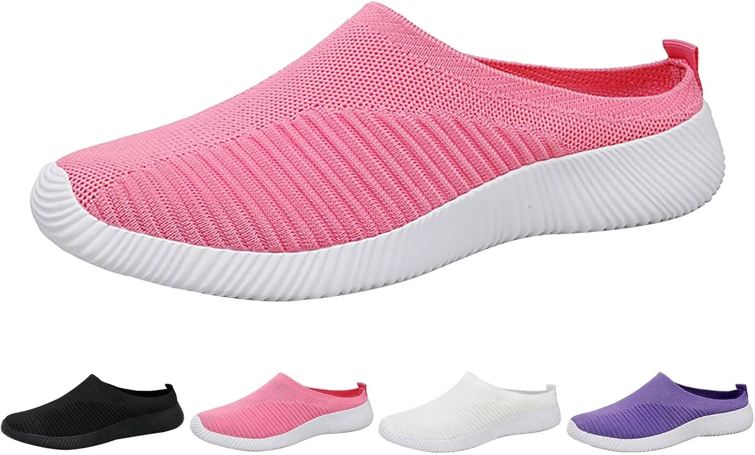 Women's Casual Slip on Half Shoes Breathable Running Shoes for Women Mesh Breathable Casual Dress Shoes White Platform Sneakers White Tennis Shoe Casual Loafers