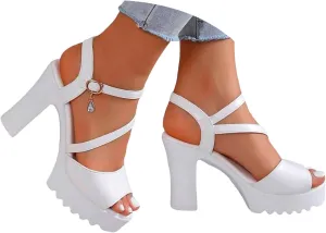 Women's Chunky Block Mid Heels Sandals Summer Casual Open Toe Solid Color Fashionable Comfortable Breathable Sandals Casual Comfortable Summer Backless Mules Adjustable Slide Walking Shoes