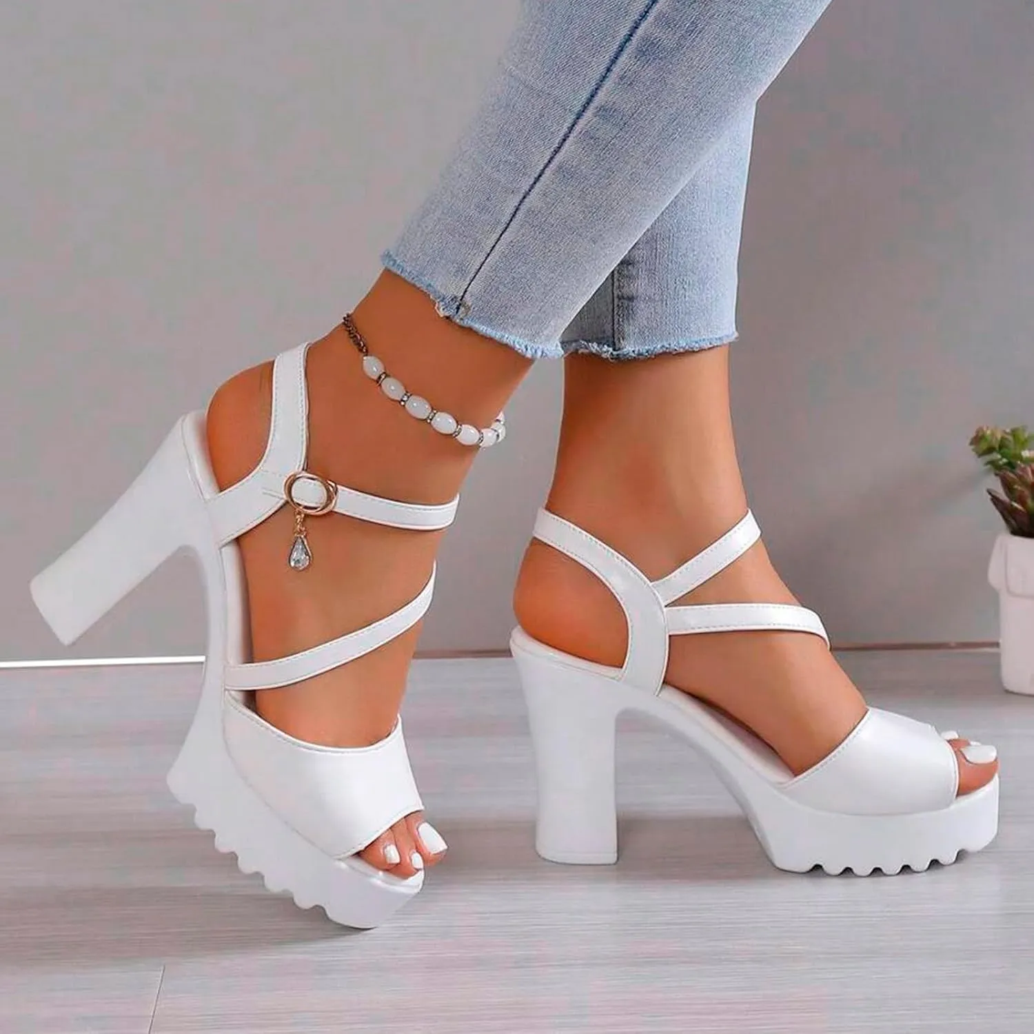 Women's Chunky Block Mid Heels Sandals Summer Casual Open Toe Solid Color Fashionable Comfortable Breathable Sandals Casual Comfortable Summer Backless Mules Adjustable Slide Walking Shoes
