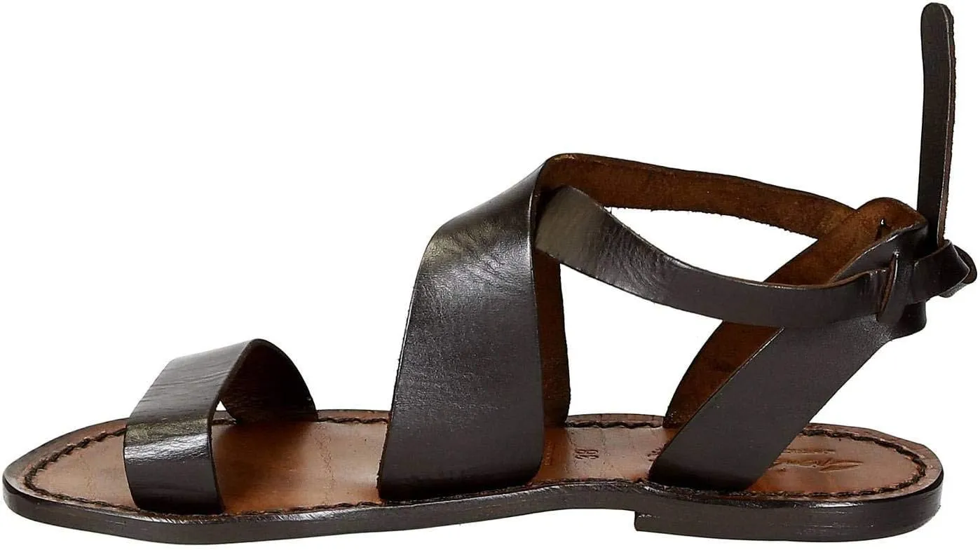 Women's Dark Brown Leather Sandals Handmade in Italy