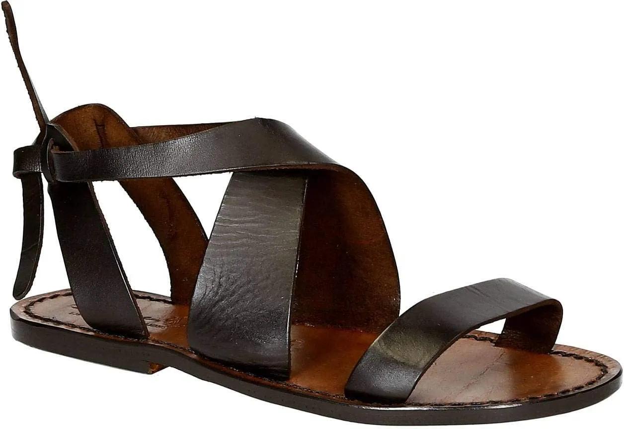 Women's Dark Brown Leather Sandals Handmade in Italy