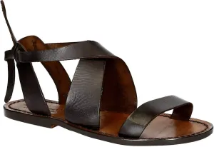 Women's Dark Brown Leather Sandals Handmade in Italy
