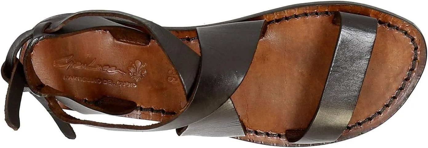 Women's Dark Brown Leather Sandals Handmade in Italy
