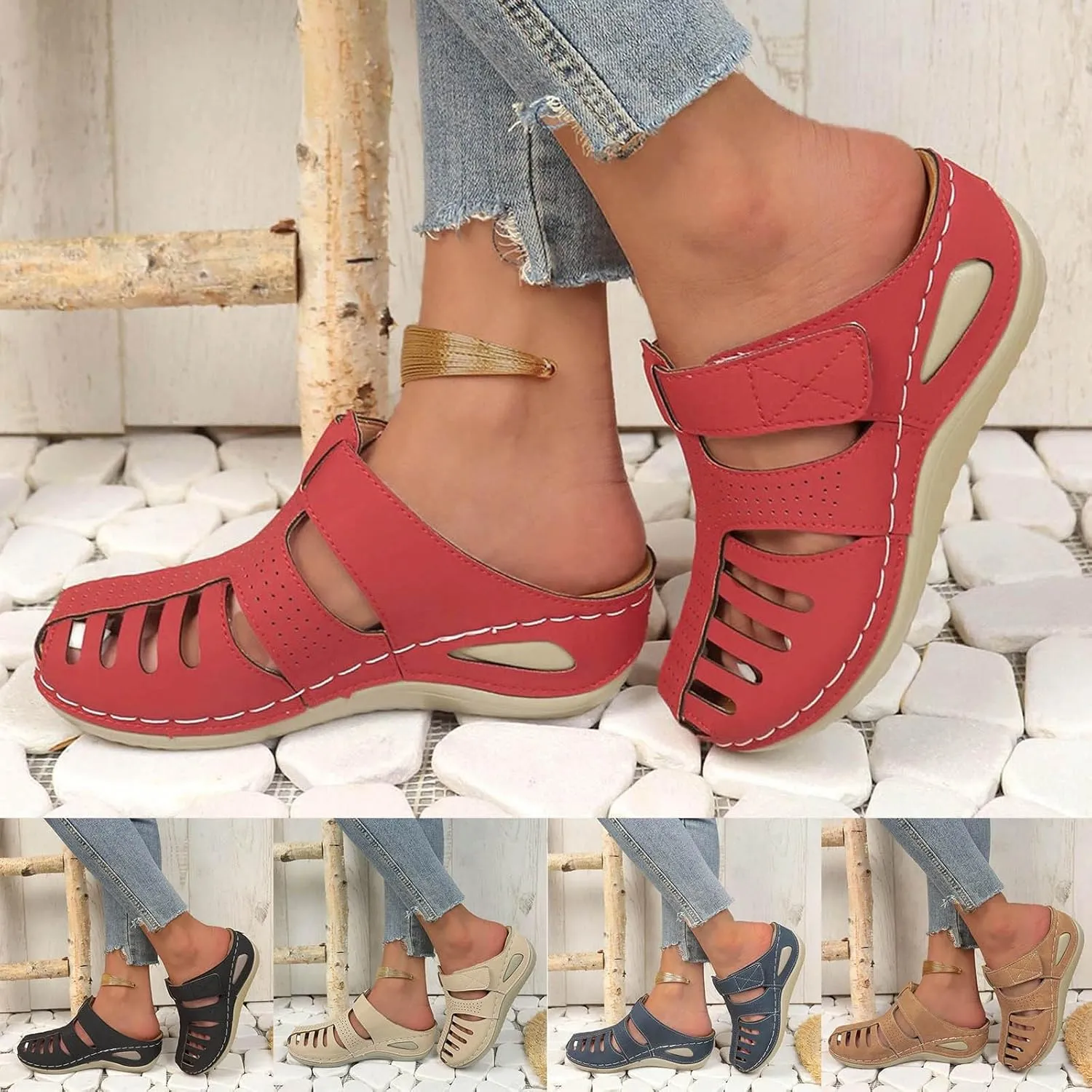 Women's Dressy Casual Black Wedge Sandals for Women, Flat, Open Toe, Slip On, Waterproof, Polyester, Faux Leather, Casual, Wedge Sandals