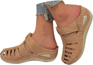 Women's Dressy Casual Black Wedge Sandals for Women, Flat, Open Toe, Slip On, Waterproof, Polyester, Faux Leather, Casual, Wedge Sandals