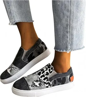 Women's Fashion Sneakers Brown Womens Slip On Loafers Shoes Fashion Canvas Sneakers Casual Classic Fall Soft Lightweight Comfort Breathable Non-Slip Flat Walking Shoes