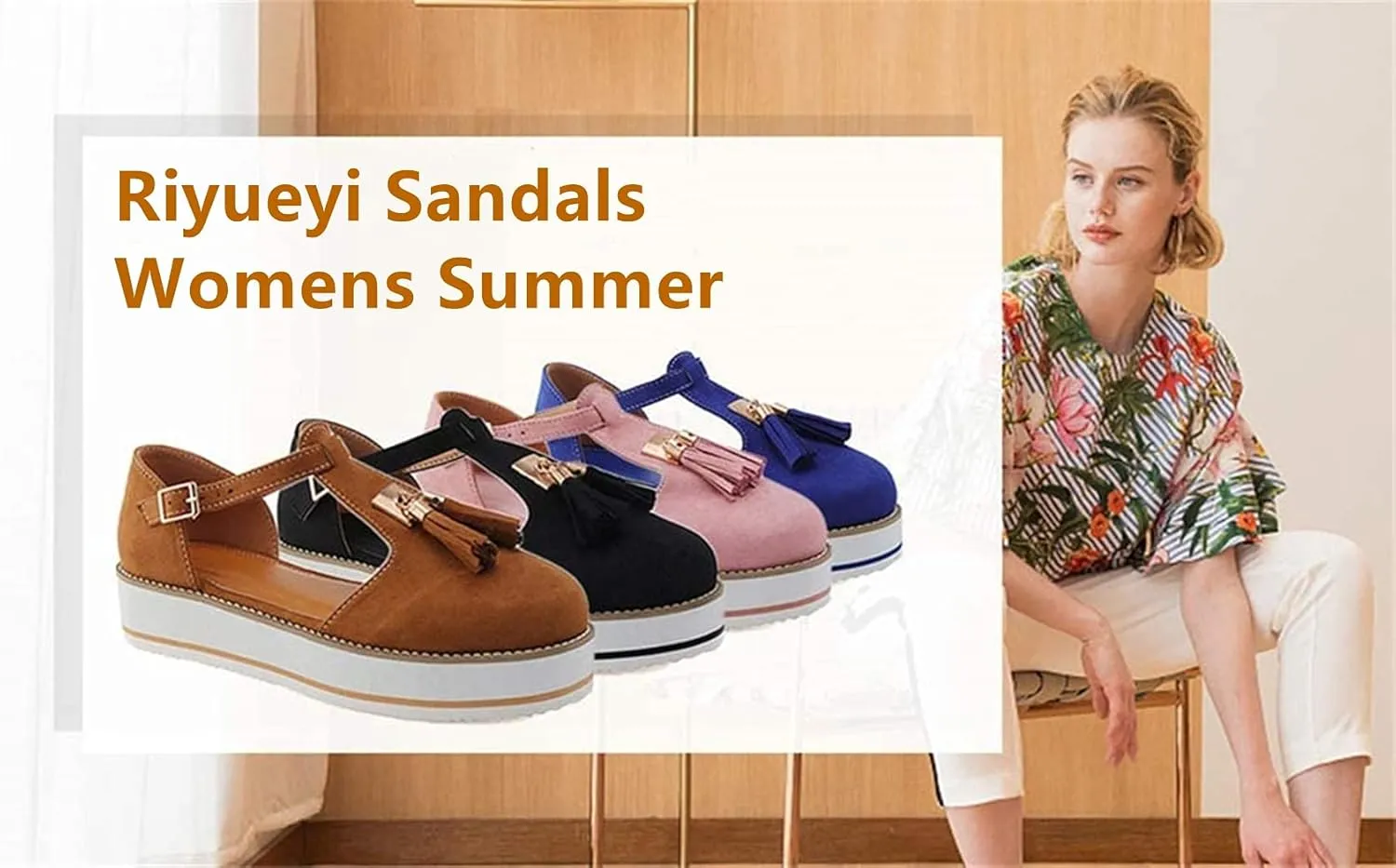 Women's Flatform Sandals Soft Sole Comfy Flats Platform Tassels Canvas Shoes Closed Toe Sandal Summer Casual Suede Loafers,Gray,US10/EU42