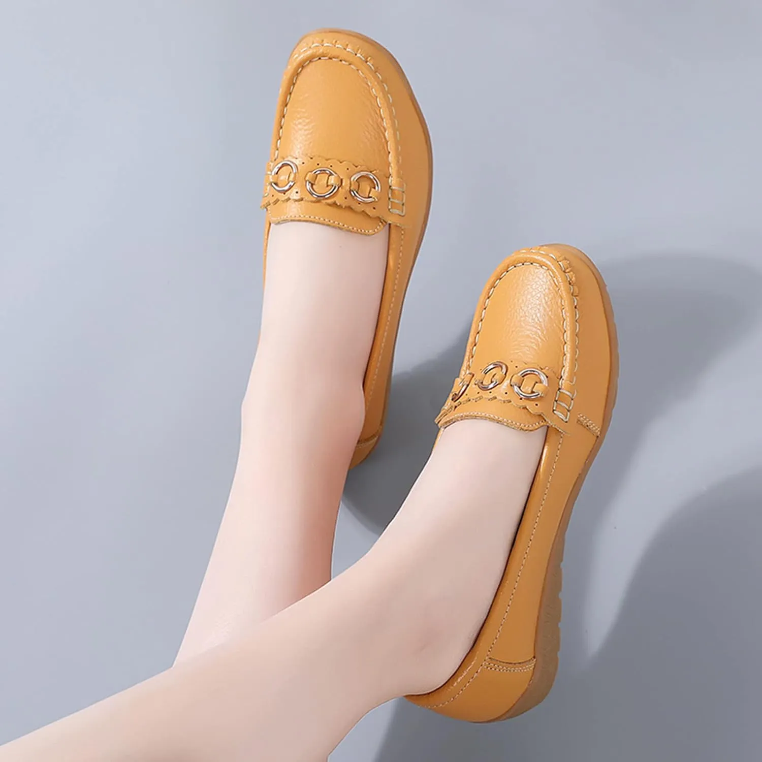 Women's Flats Shoes Casual Slip On Shoes Lightweight Penny Loafers Comfort Wide Loafers with Arch Support