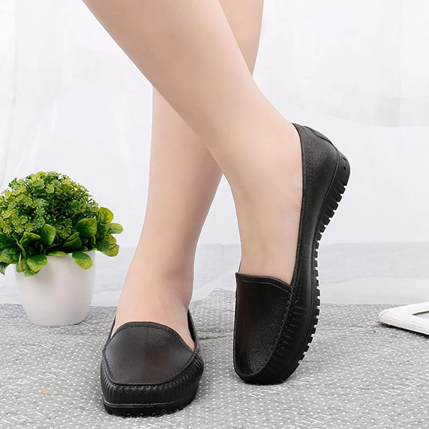 Women's Leather Shoes Orthopedic Slip-On Loafers Soft Walking Driving Shoes Business Work for Boys Casual Wear