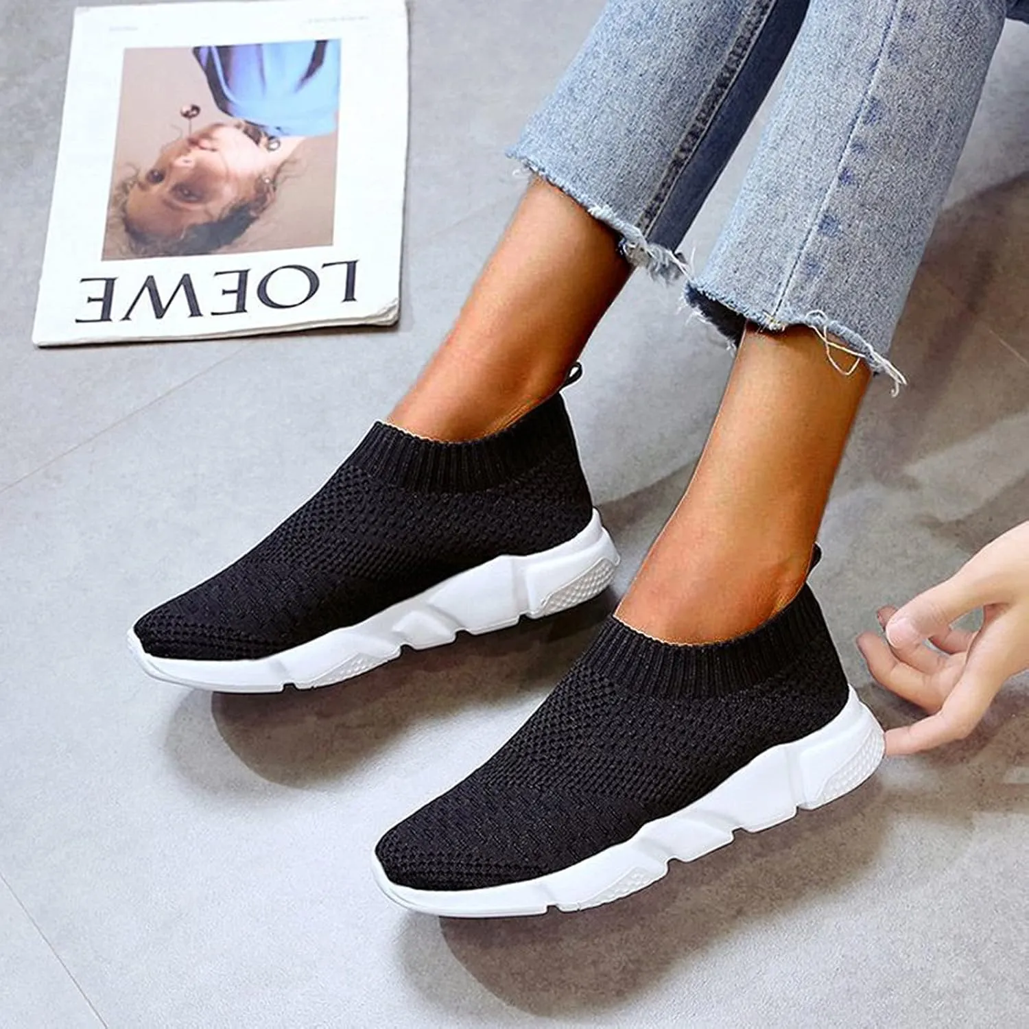 Womens Platform Sneakers Black and White Zapatos Ortopedicos De Mujer para Espuelon Gym Shoes Fashion Platform Sneakers for Women 2023 Women's Slip On Shoes Wide Toe