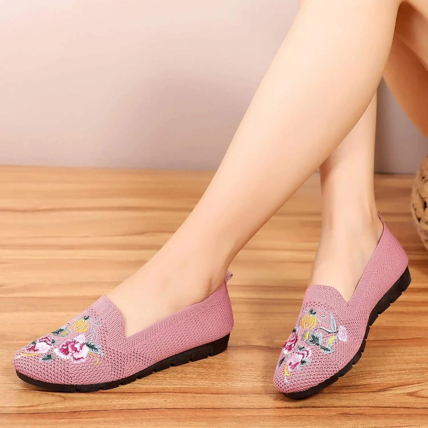 Women's Slip-On Casual Shoes Loafer Cute Loafer Slip on Ballet Flat Square Toe Comfortable Office Work Shoes