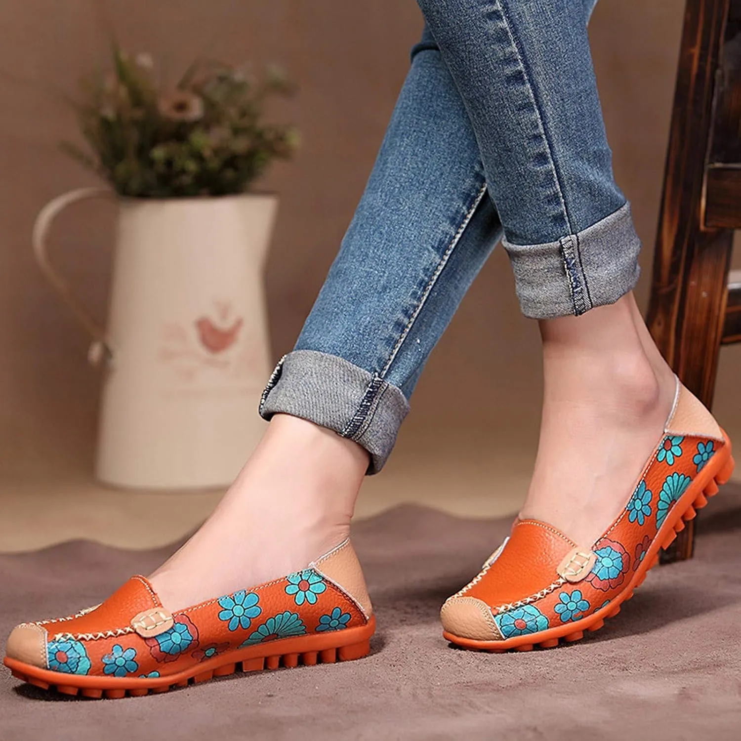 Women's Slip-On Mesh Slip on Loafers Soft White Flats Women's Comfort Penny Loafers with Arch Support