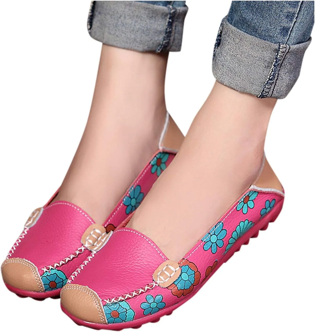Women's Slip-On Mesh Slip on Loafers Soft White Flats Women's Comfort Penny Loafers with Arch Support