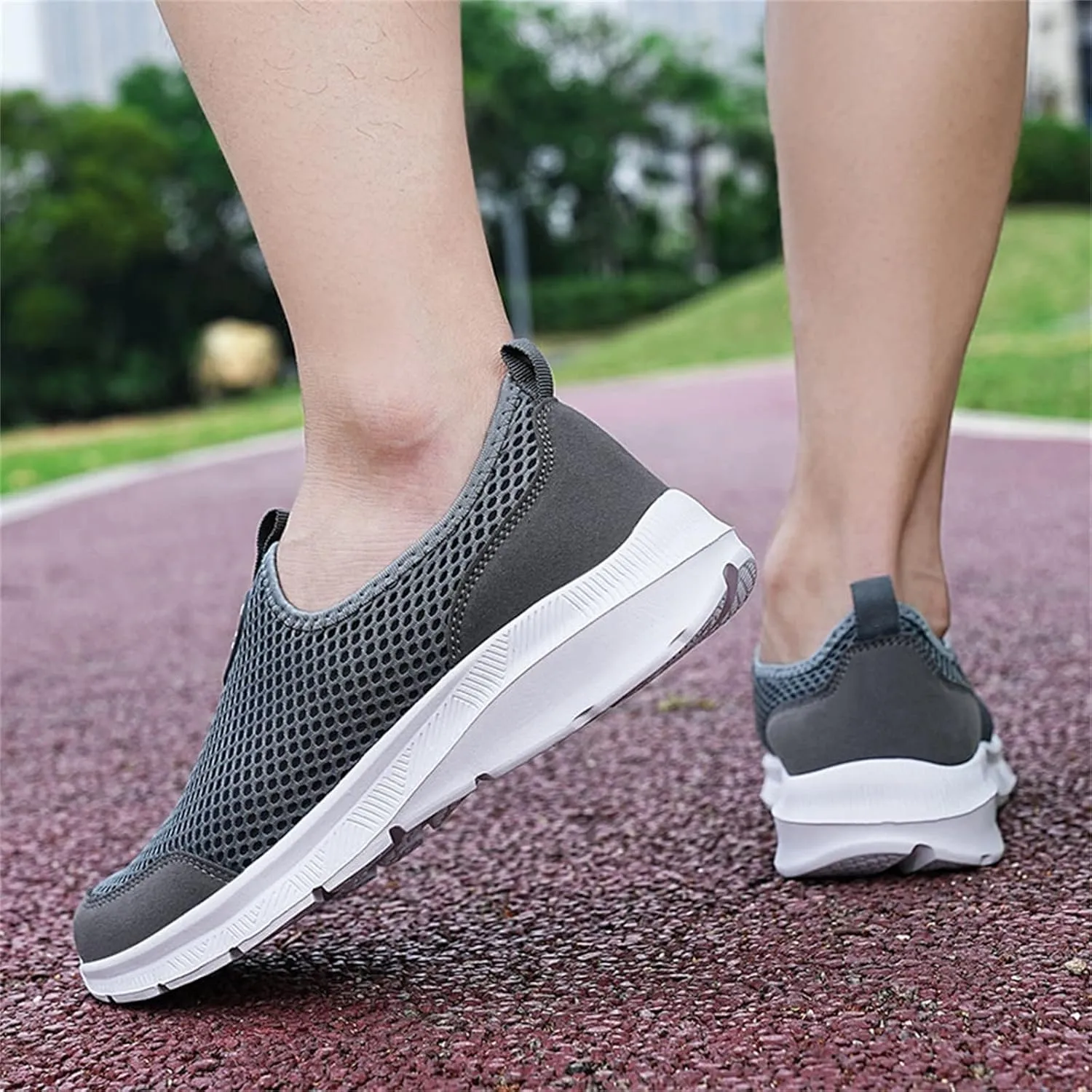 Womens Slip On Walking Shoes Lightweight Breathable Non Slip Mens Casual Shoes Mesh Men Shoes Casual Women's Fashion Sneakers Brown Tennis Shoe Loafers Casual Slip On