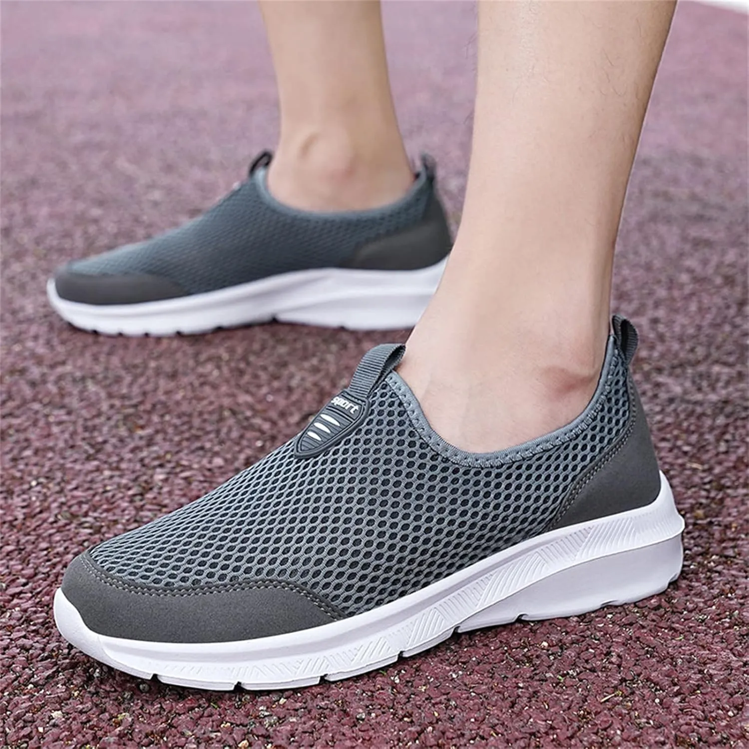 Womens Slip On Walking Shoes Lightweight Breathable Non Slip Mens Casual Shoes Mesh Men Shoes Casual Women's Fashion Sneakers Brown Tennis Shoe Loafers Casual Slip On