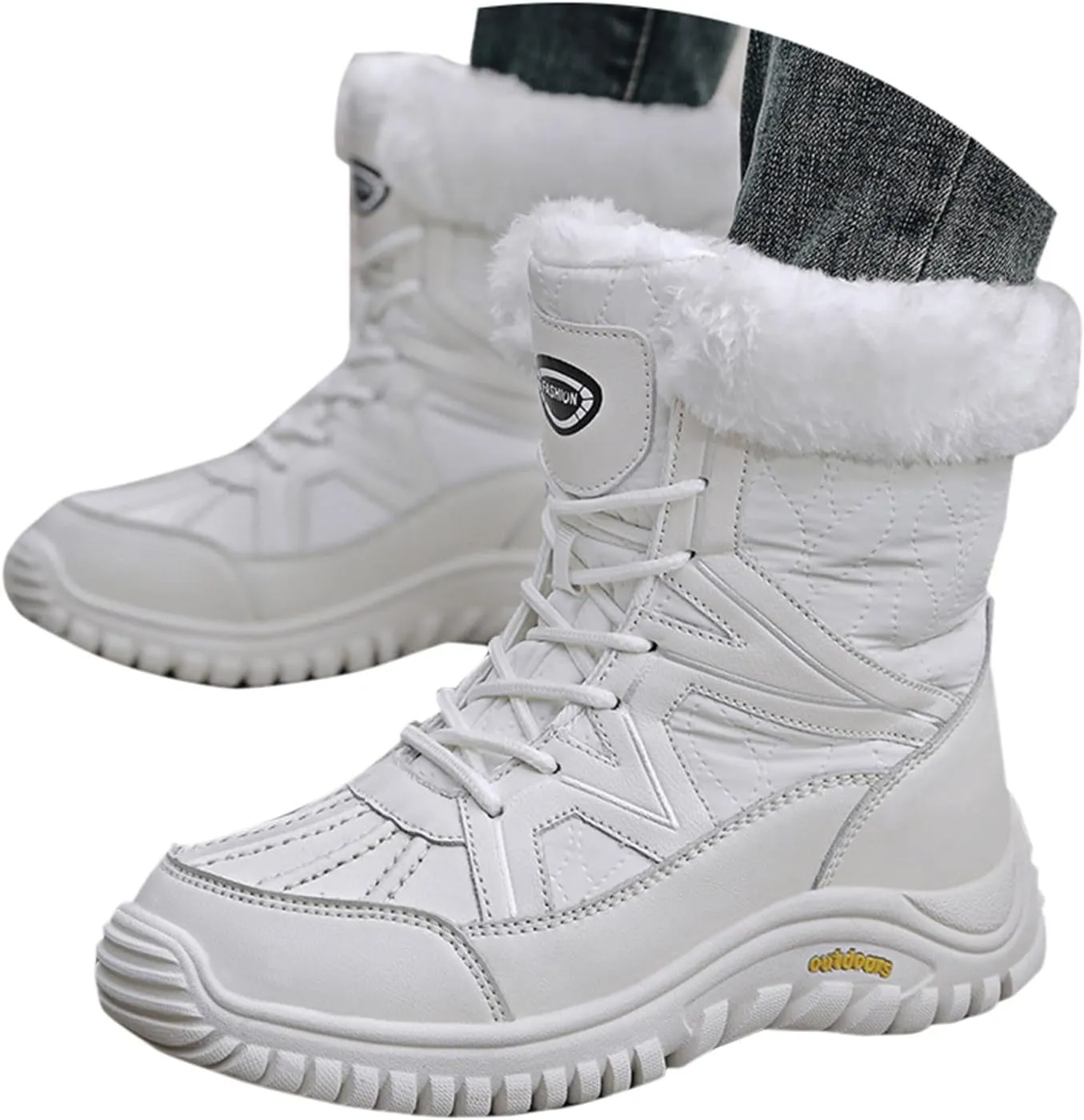 Women's Winter Boots Warm Faux Lined Ladies Snow Boots Fashion Mid Leather Boots Lace Up Insulated Boots Low Heel