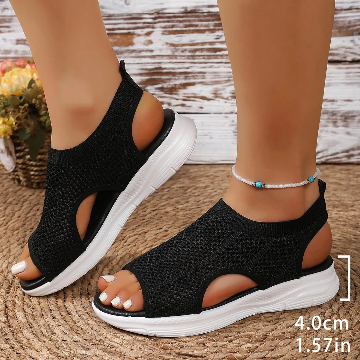 Womens Woven Sport Walking Sandals Comfortable Non-slip Casual Open Toe Flat Sandals Slip on Sports Lightweight Slides Casual Orthopedic 2025 Summer Shoes