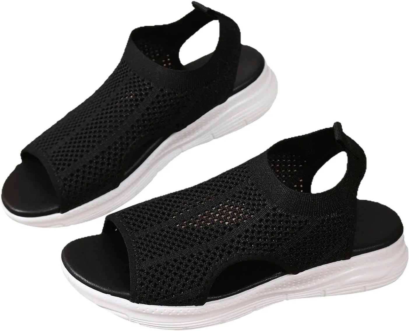 Womens Woven Sport Walking Sandals Comfortable Non-slip Casual Open Toe Flat Sandals Slip on Sports Lightweight Slides Casual Orthopedic 2025 Summer Shoes