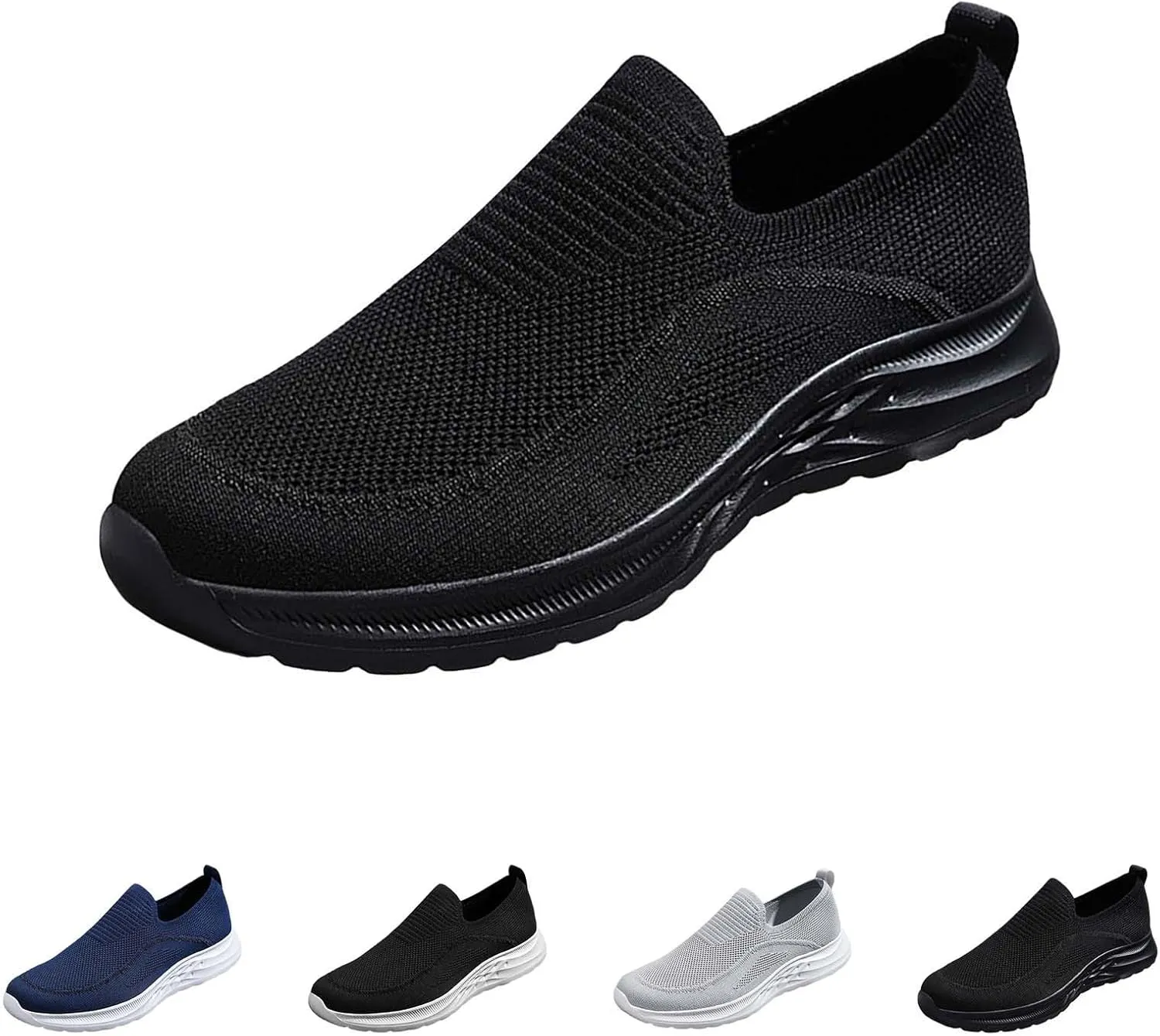 Woven Breathable Soft Sole Casual Sport Shoes Thick Sole Comfortable Lighweight Sneakers Hands Free Comfy Outdoor Walking Shoes for Men