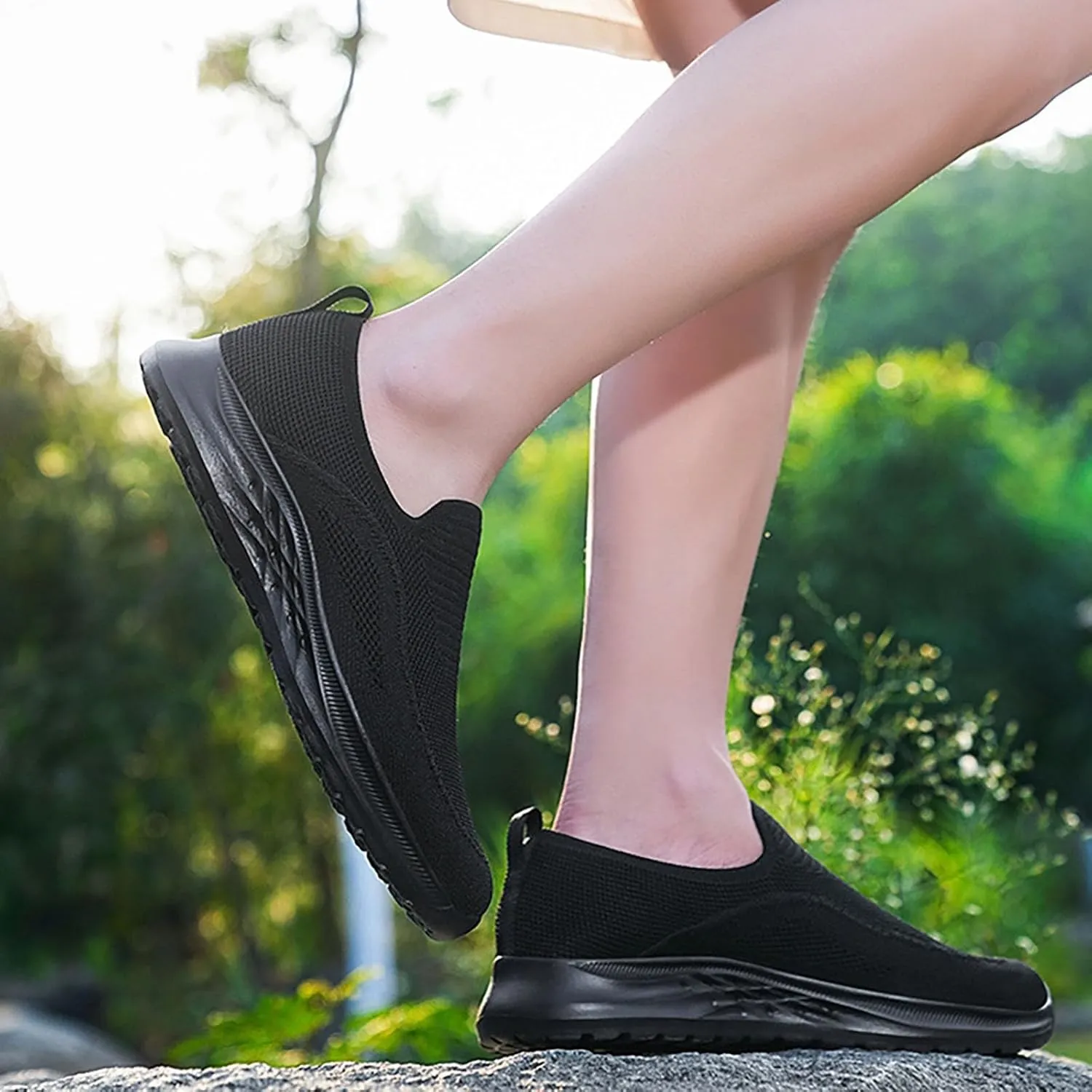 Woven Breathable Soft Sole Casual Sport Shoes Thick Sole Comfortable Lighweight Sneakers Hands Free Comfy Outdoor Walking Shoes for Men