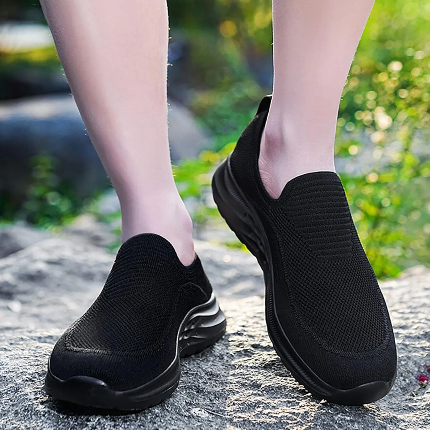 Woven Breathable Soft Sole Casual Sport Shoes Thick Sole Comfortable Lighweight Sneakers Hands Free Comfy Outdoor Walking Shoes for Men