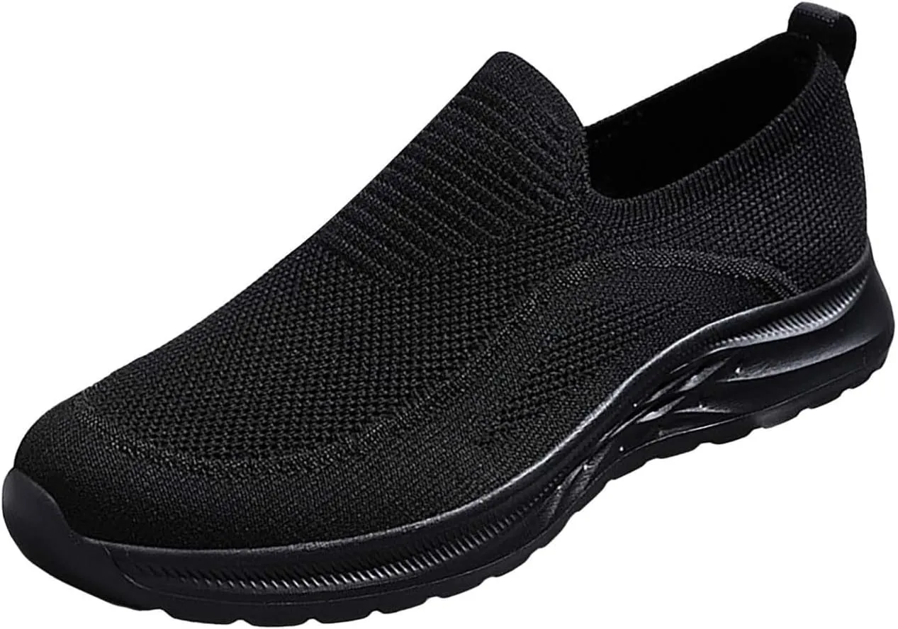 Woven Breathable Soft Sole Casual Sport Shoes Thick Sole Comfortable Lighweight Sneakers Hands Free Comfy Outdoor Walking Shoes for Men